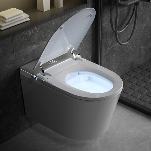 T9026 Fali (függesztett) Monoblokk okos WC – Fényes fehér, beépített víztartállyal és bidé funkcióval