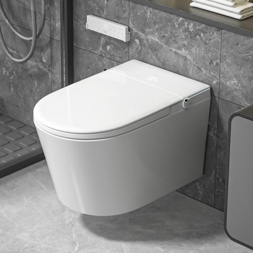 T9026 Fali (függesztett) Monoblokk okos WC – Fényes fehér, beépített víztartállyal és bidé funkcióval
