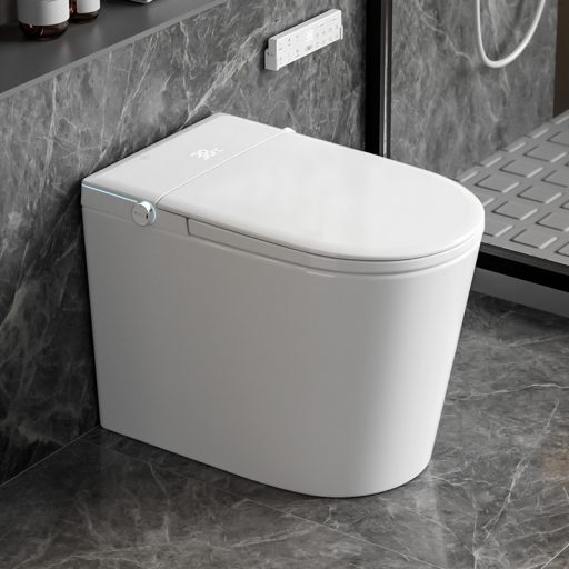 T9026A Padlón álló Monoblokk okos WC – Fényes fehér, beépített víztartállyal és bidé funkcióval