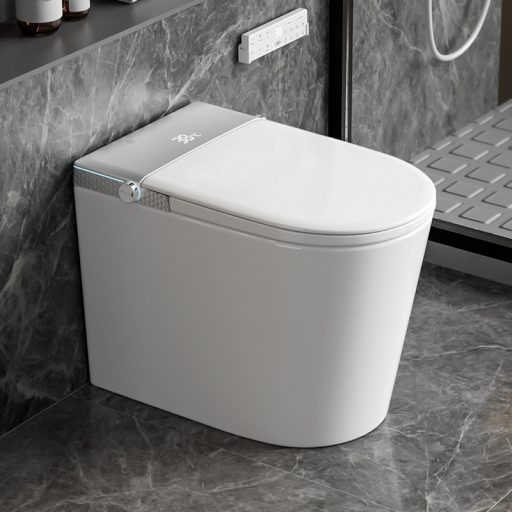 T9026A Padlón álló Monoblokk okos WC – Fényes fehér, beépített víztartállyal és bidé funkcióval