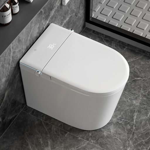 T9026A Padlón álló Monoblokk okos WC – Fényes fehér, beépített víztartállyal és bidé funkcióval