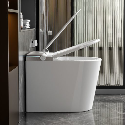 T9026A Padlón álló Monoblokk okos WC – Fényes fehér, beépített víztartállyal és bidé funkcióval