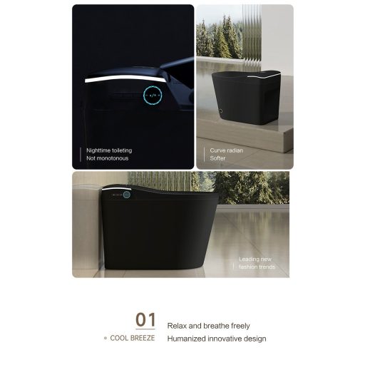 T9013 Padlón álló Monoblokk okos WC – Matt Fekete, beépített víztartállyal és bidé funkcióval