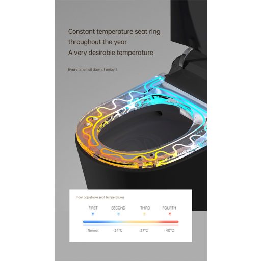 T9013 Padlón álló Monoblokk okos WC – Matt Fekete, beépített víztartállyal és bidé funkcióval