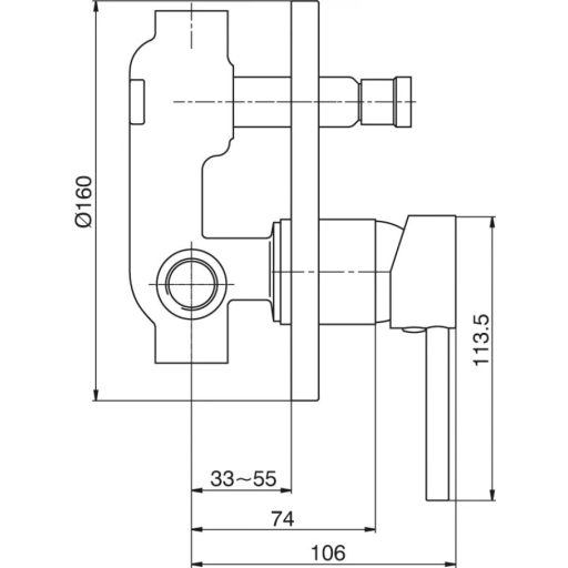 MINOTTI TUBO DARK ELEGANCE Matt Fekete Beépíthető Kád/Zuhany Csaptelep Váltóval