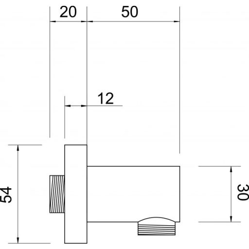 MINOTTI TUBO DARK ELEGANCE fali zuhanycsatlakozó – matt fekete, 54x70 mm