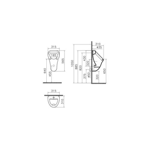 VITRA ARKITEKT 315 x 310 x 565 mm piszoár – Fehér