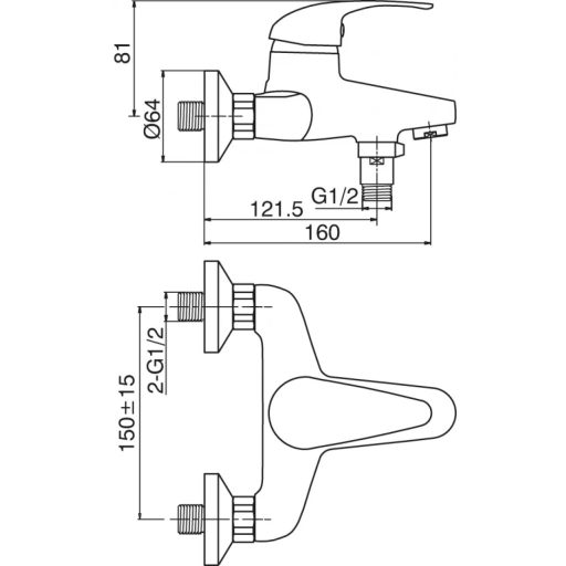 MINOTTI STANDARD kádcsaptelep alsó váltóval