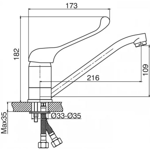Minotti Standard Orvosi Konyhai Csaptelep – Higiénikus Könyökkaros Megoldás (6884-H40)