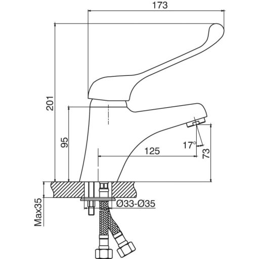 MINOTTI STANDARD mosdó csaptelep orvosi kivitel