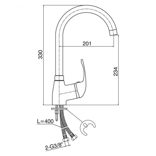 Minotti Standard Labud Magasított Konyhai Csaptelep – Extra Magasság és Időtálló Elegancia (6888)