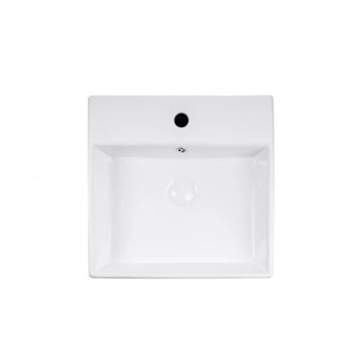 MINOTTI szögletes pultra építhető mosdó csaptelep furattal, 460x460x145 mm, fehér (7000)