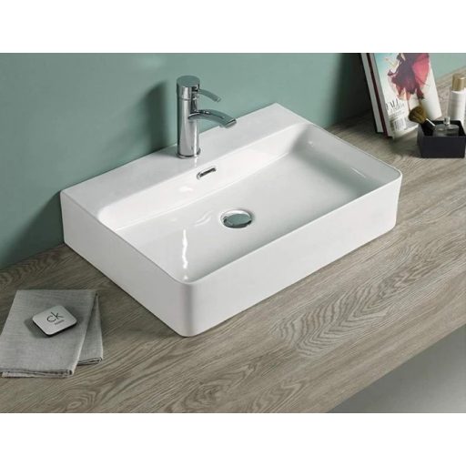 MINOTTI pultra ültethető mosdó – 600x425x135 mm – Fehér