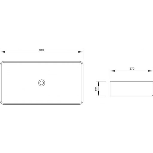 MINOTTI téglalap alakú pultra építhető mosdó, 585x370x125 mm, fehér (7004)