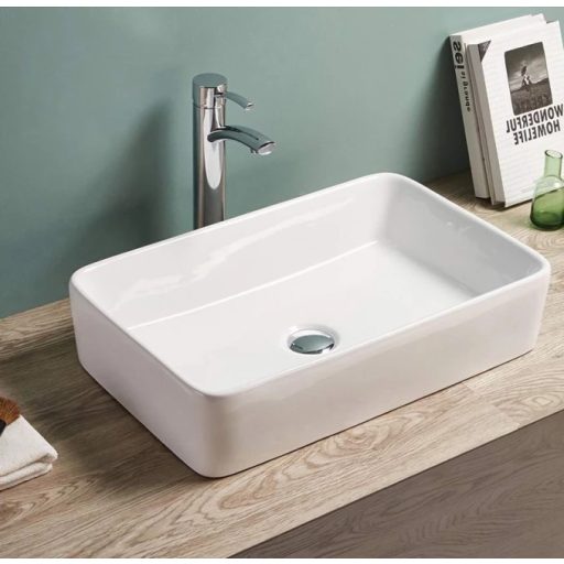 MINOTTI téglalap alakú pultra építhető mosdó, 585x370x125 mm, fehér (7004)