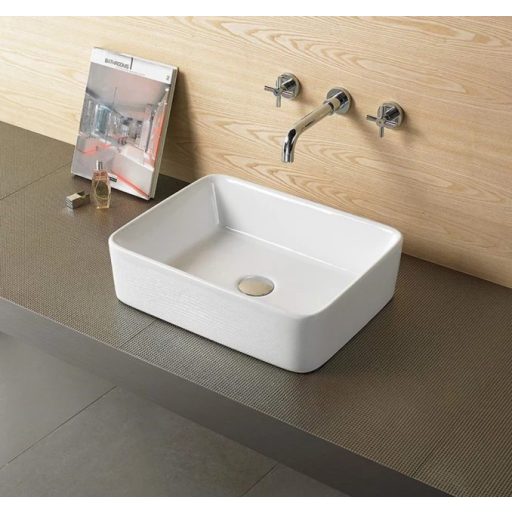 MINOTTI szögletes ráépíthető pultos mosdó, 480x370x130 mm, fehér (7005)