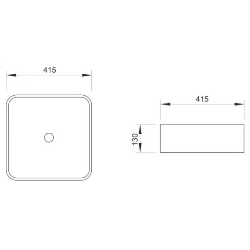 MINOTTI négyzetes pultra építhető mosdó, 415x415x130 mm, fehér (7006)