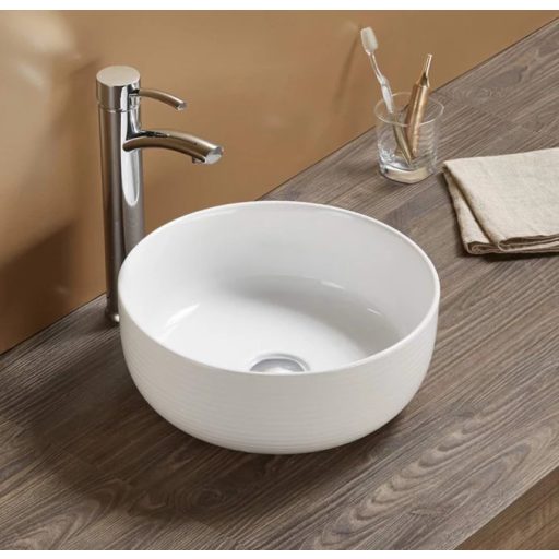 MINOTTI kerek ráépíthető pultos mosdó, 36 cm, fehér (7007)