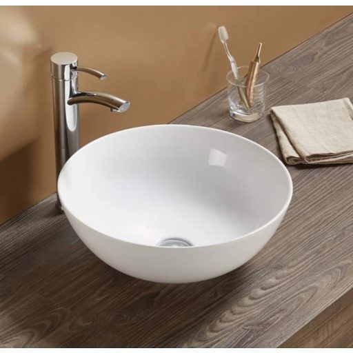 MINOTTI kerek pultra építhető mosdótál, 415x155 mm, fehér (7008)