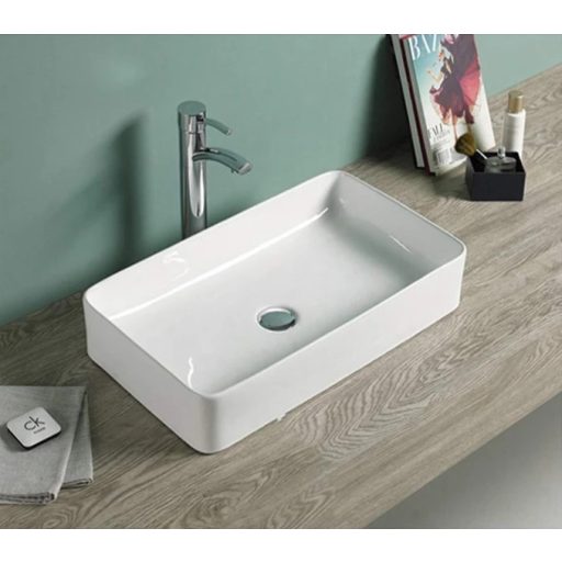 MINOTTI téglalap alakú pultra építhető mosdó, 605x355x115 mm, fehér (7010)