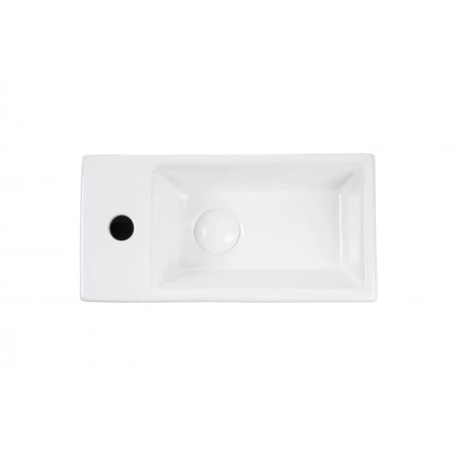 MINOTTI szögletes pultra építhető kézmosó oldalsó csaplyukkal, 405x205x105 mm, fehér (7014D)