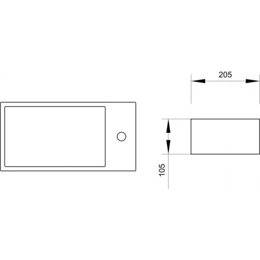 MINOTTI szögletes pultra építhető kézmosó bal oldali csaplyukkal, 405x205x105 mm, fehér (7014L)