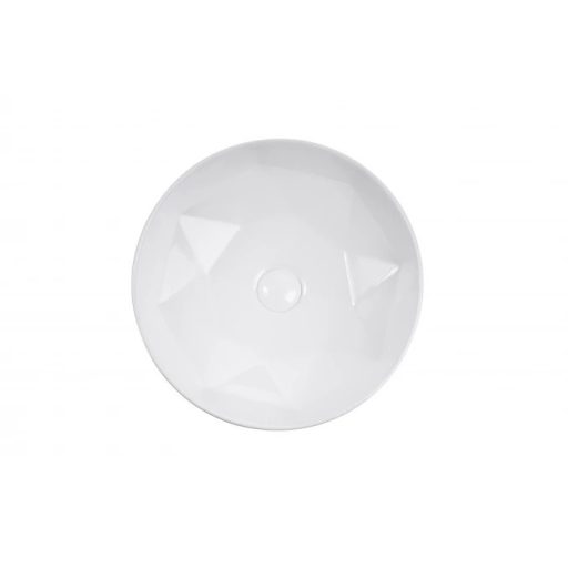 MINOTTI kerek ráépíthető dizájn mosdó geometrikus mintával, 415x145 mm, fehér (7015)