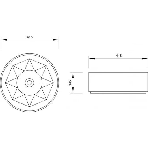 MINOTTI kerek ráépíthető dizájn mosdó geometrikus mintával, 415x145 mm, fehér (7015)
