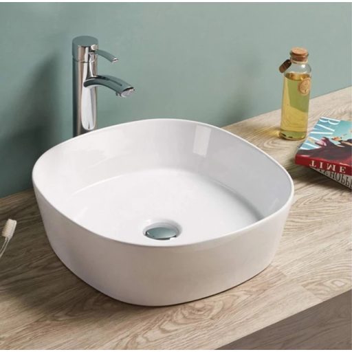 MINOTTI szögletes pultra építhető mosdó, 440x440x140 mm, fehér (7017)