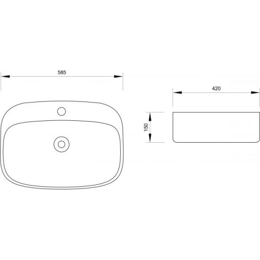 MINOTTI pultra helyezhető mosdó – 585x420x150 mm – Fehér