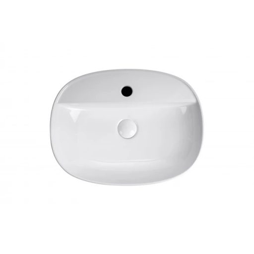 MINOTTI ovális pultra építhető mosdó csaptelep furattal, 500x380x120 mm, fehér (7032)