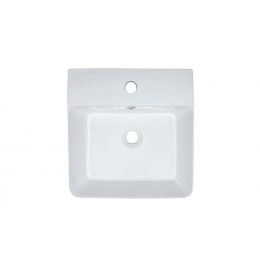 MINOTTI szögletes pultra építhető mosdó csaptelep furattal, 400x425x155 mm, fehér (7034)