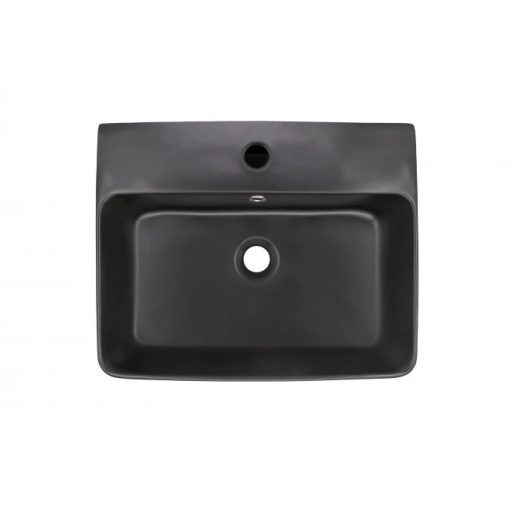MINOTTI pultra helyezhető mosdó 525x420x155 mm, csaplyukkal, matt fekete