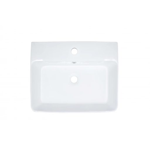 MINOTTI szögletes pultra építhető mosdó csaptelep furattal, 525x420x155 mm, fehér (7035)