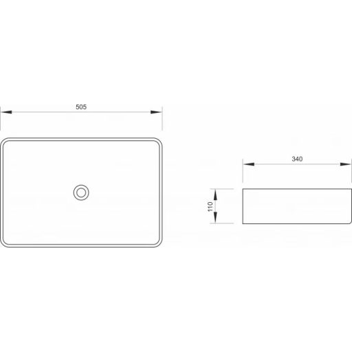 MINOTTI téglalap alakú pultra építhető mosdó, 505x340x110 mm, fehér (7036)