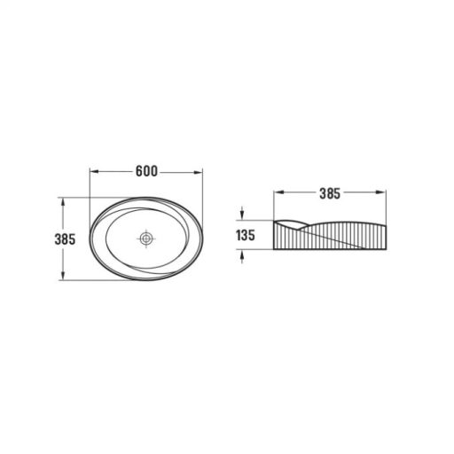 MINOTTI pultra helyezhető mosdó – 600x385x135 mm – Fehér
