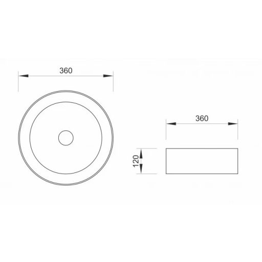 MINOTTI pultra helyezhető mosdó – 360x120 mm – Matt fekete