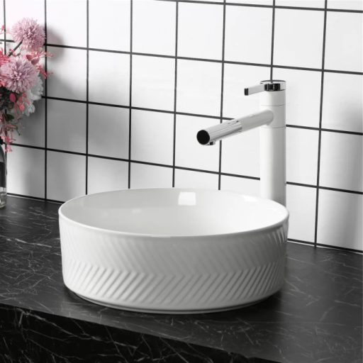 MINOTTI kerek pultra építhető mosdótál, 360x120 mm, fehér (7038)