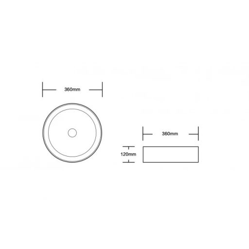 MINOTTI kerek pultra építhető mosdótál, 360x120 mm, fehér (7038)