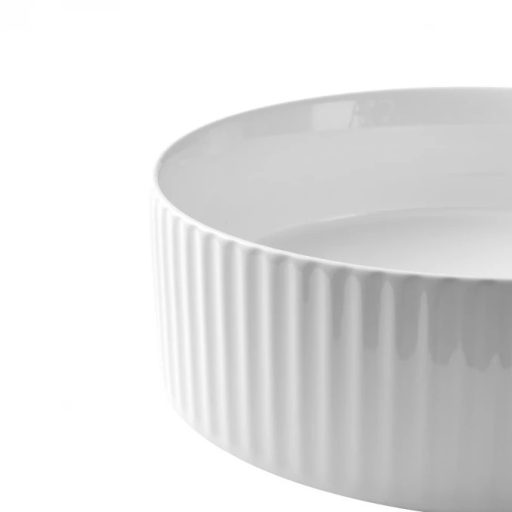 MINOTTI kerek, bordázott pultra építhető mosdótál, 360x115 mm, fehér (7039)