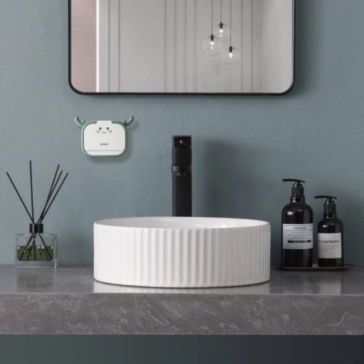 MINOTTI kerek, bordázott pultra építhető mosdótál, 360x115 mm, fehér (7039)