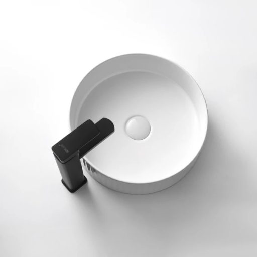 MINOTTI kerek, bordázott pultra építhető mosdótál, 360x115 mm, fehér (7039)