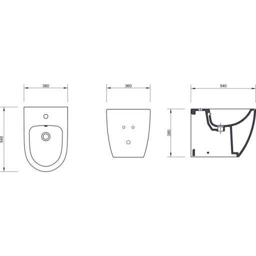 VITRA INTEGRA fali bidé – 540 x 360 x 390 mm – fehér