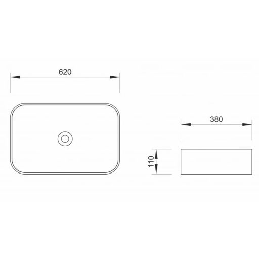 MINOTTI ráépíthető mosdó – 620x380x110 mm – Fehér 