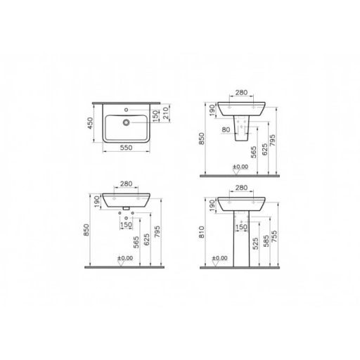 VITRA INTEGRA mosdó – 550x450x190 mm – Fehér