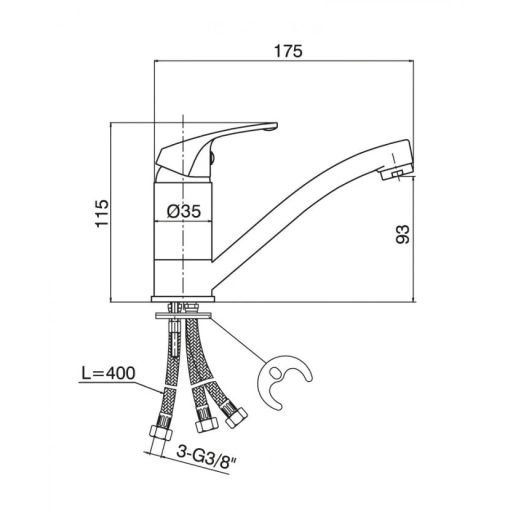 Minotti Eva 3 Csöves Rövid Konyhai Csaptelep – Alacsony Nyomású Megoldás Bojlerhez (7114-3S)