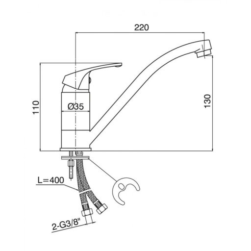 MINOTTI EVA Álló mosogató csaptelep