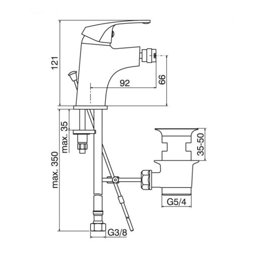 MINOTTI EVA egykaros bidécsaptelep – 121 mm – króm