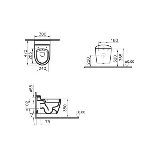 VITRA SENTO KIDS 300 x 470 x 350 mm fali WC – Fehér