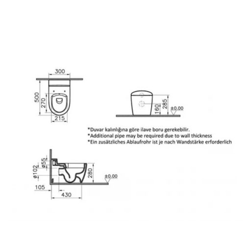 VITRA SENTO KIDS 300 x 500 x 280 mm padlón álló WC, BTW – Fehér
